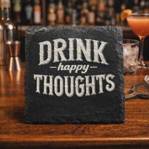 Custom Laser Engraved Slate Coasters - Set of 4 - Choose Alcohol Related Images